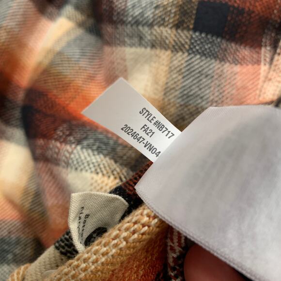 Madewell Men Brushed Flannel Easy Long Sleeve Shirt M Brown Plaid  Button Up - Picture 12 of 14